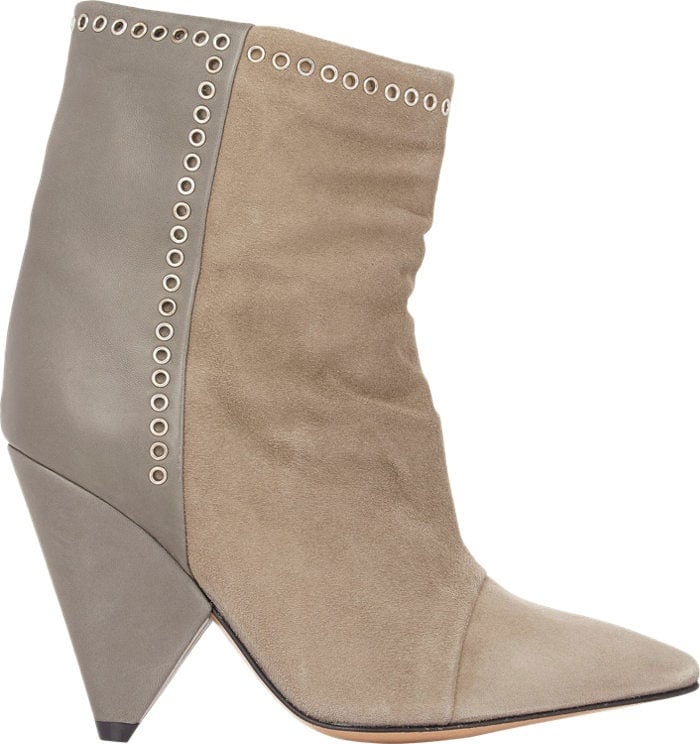 Isabel Marant Suede & Leather "Lance" Ankle Boots Taupe