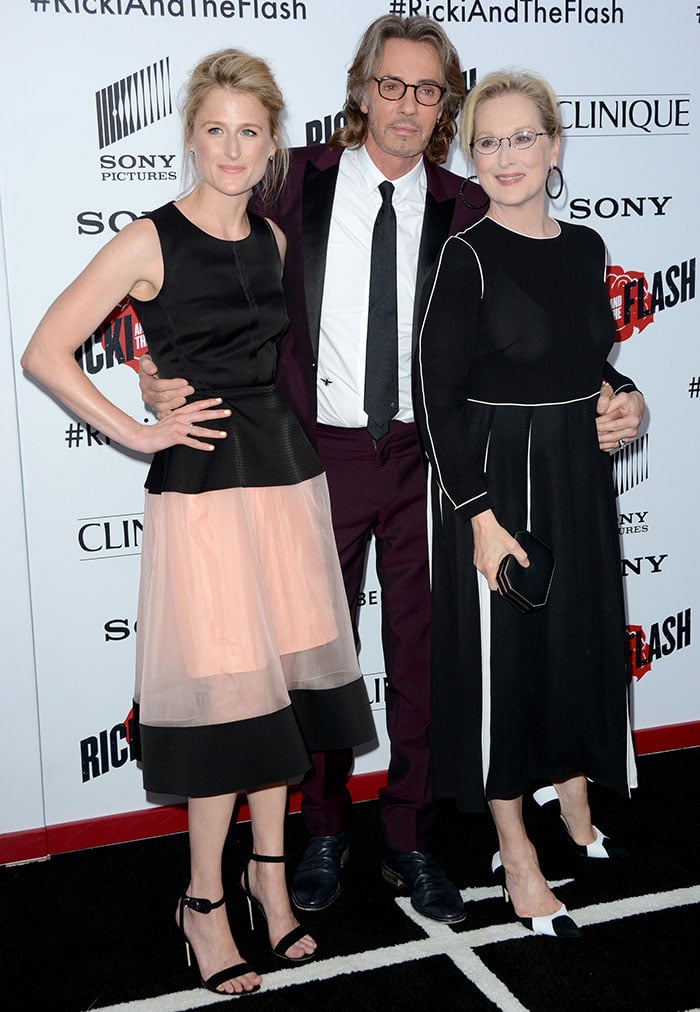 Mamie Gummer, Rick Springfield, and Meryl Streep at the premiere of "Ricki and the Flash"