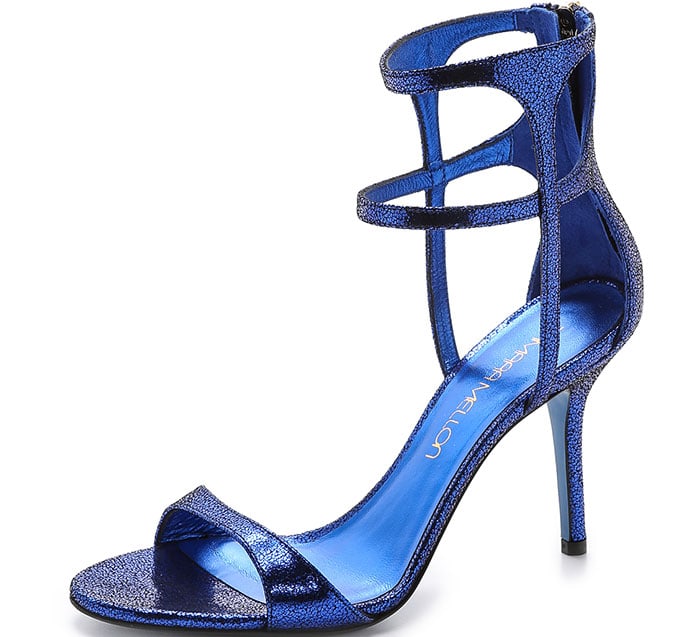 Tamara Mellon "Glow" Cracked Metallic Suede Sandals