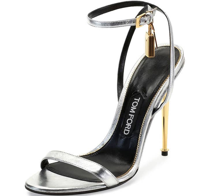 Tom Ford Metallic Silver Ankle Lock Sandals