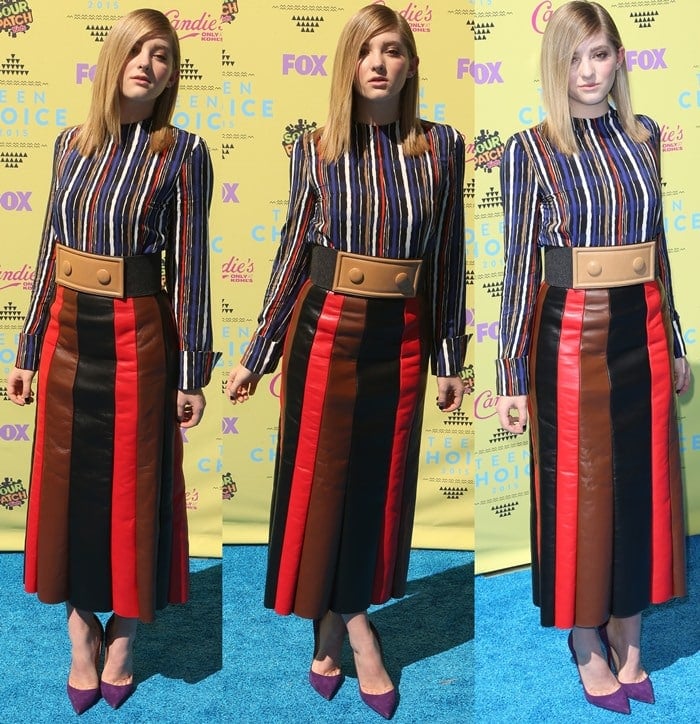 Willow Shields sports a top-and-skirt combo from Marni on the blue carpet