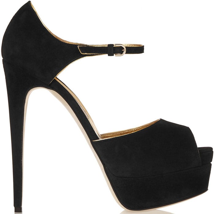 Brian Atwood Suede Peep Toe Platform Pumps