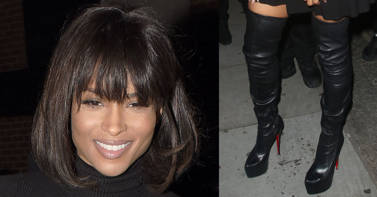 Celebrities in Boots: Ciara in Christian Louboutin Over The Knee Boots. New  York City, 12.22.2010.