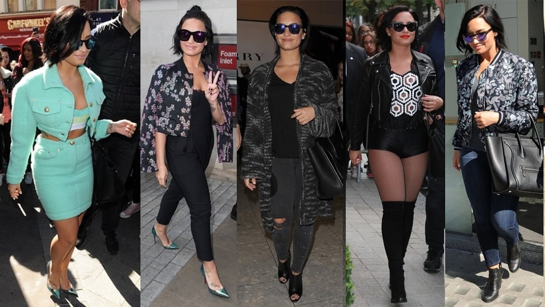 Demi Lovato showcases her versatile fashion sense with a variety of chic and stylish jackets, from mint green sets to edgy leather and floral prints, highlighting her confidence and evolving style