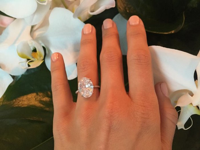 Julianne Hough's 6-carat oval diamond ring by Lorraine Schwartz