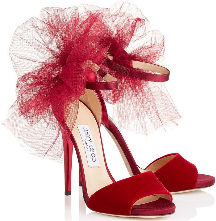 Jimmy Choo Lilyth Red Tulle Sandal