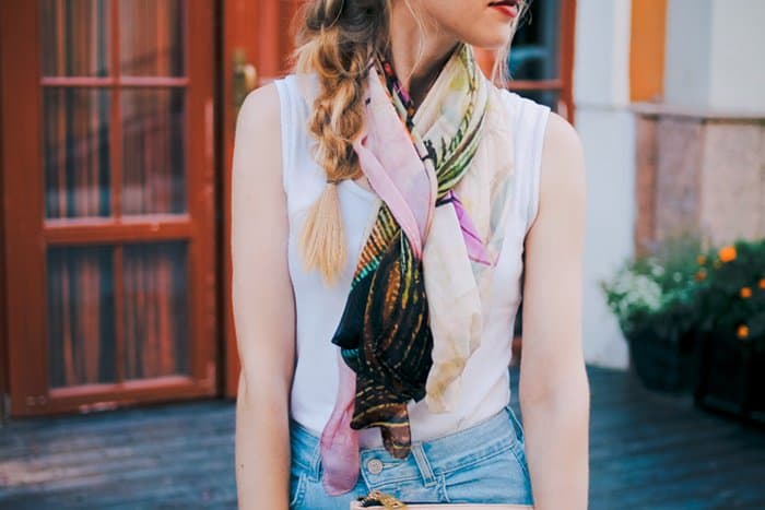 Anna shows how to wear a scarf with jeans