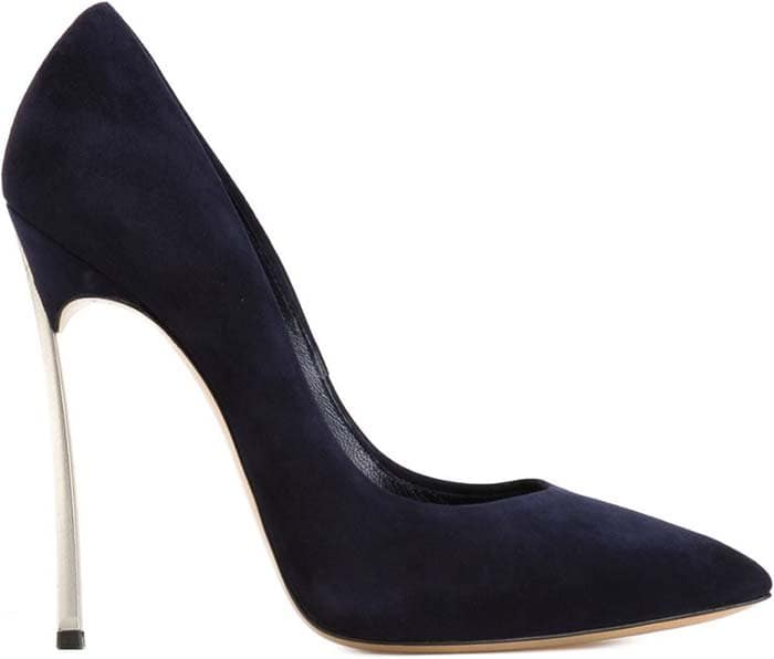 Navy Blue Blade Pointed Toe Pumps