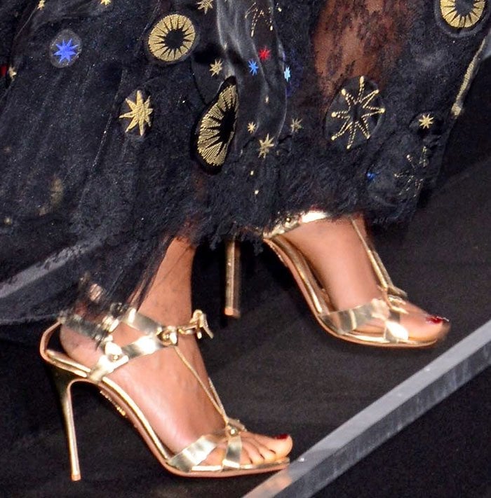 Naomie Harris's feet in Aquazzura sandals