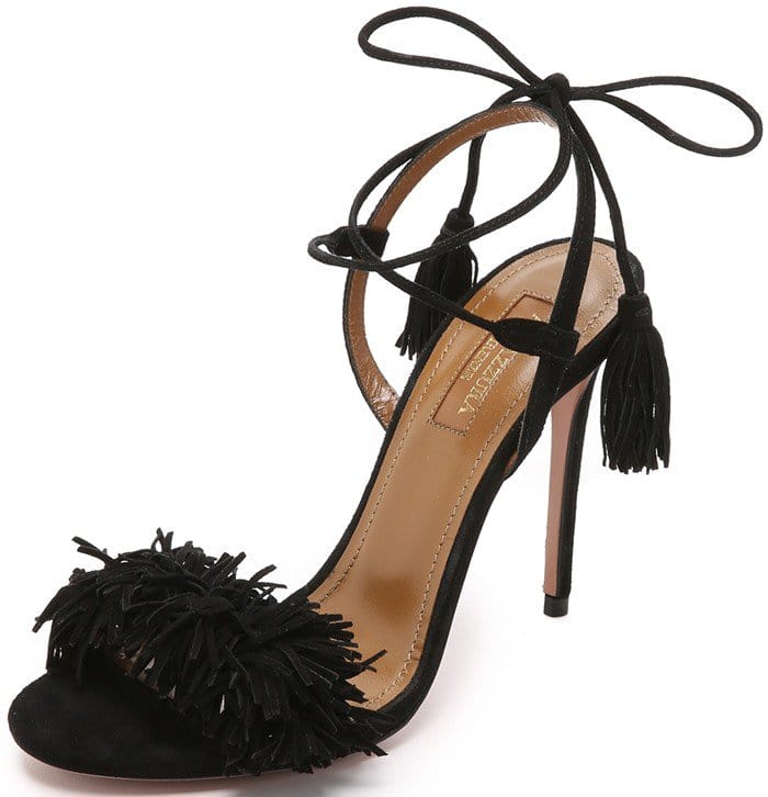 Eva Longoria Wows in Black Aquazzura “Wild Thing” Sandals