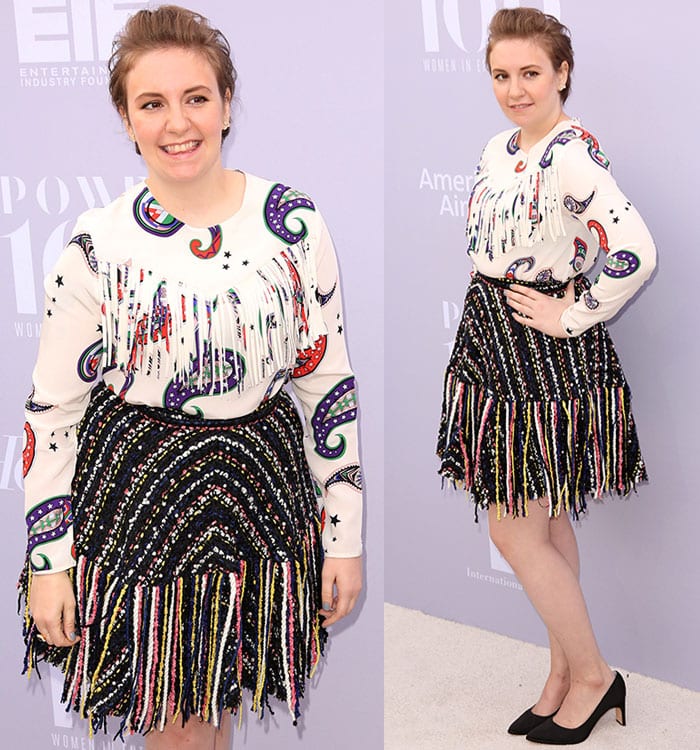 Lena Dunham shows off her quirky sense of style at the Women in Entertainment Breakfast