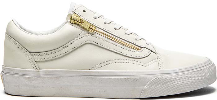 Vans "Old School" Zip Sneaker in True White/Gold