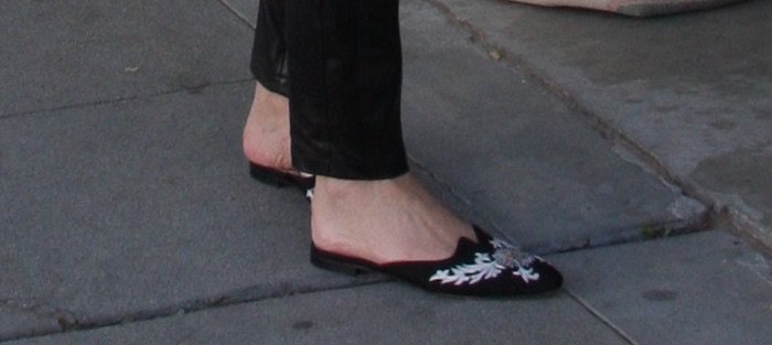 Sharon Stone's feet in Oscar de la Renta mules