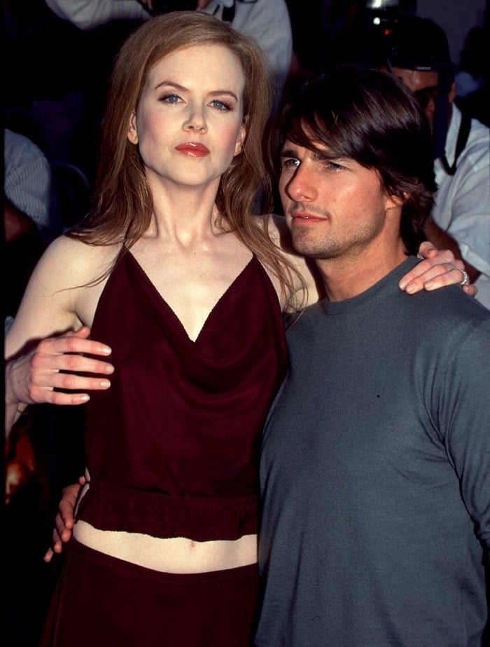 Actor Tom Cruise with his wife Nicole Kidman at the Los Angeles premiere of their film 'Eyes Wide Shut'