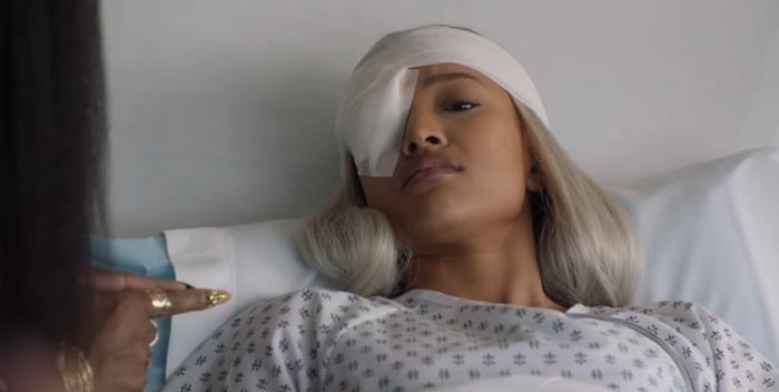 A failed assassination attempt causes Karrueche Tran's character Virginia Loc to lose an eye