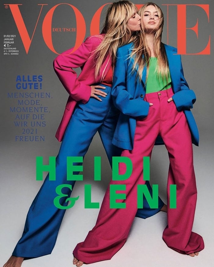 Helene “Leni” Boshoven Samuel made her modeling debut alongside her mom Heidi Klum on the cover of Vogue Germany, January/February 2021
