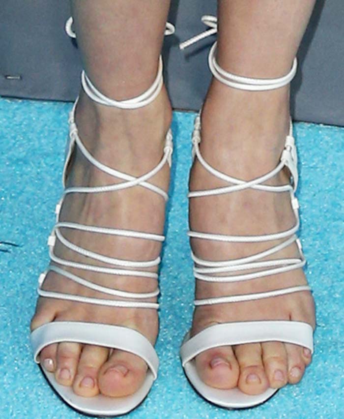 January Jones's feet in strappy Bionda Castana sandals
