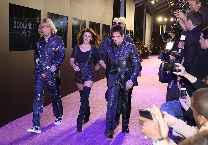 Owen Wilson, Penelope Cruz and Ben Stiller strut the purple carpet to promote "Zoolander No. 2"