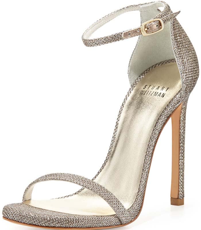 Stuart Weitzman 'Nudist' Ankle-Strap Sandal in Platinum