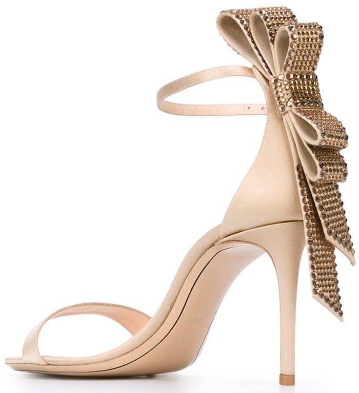 Nude silk and leather 'Faye' sandals from Nicholas Kirkwood back
