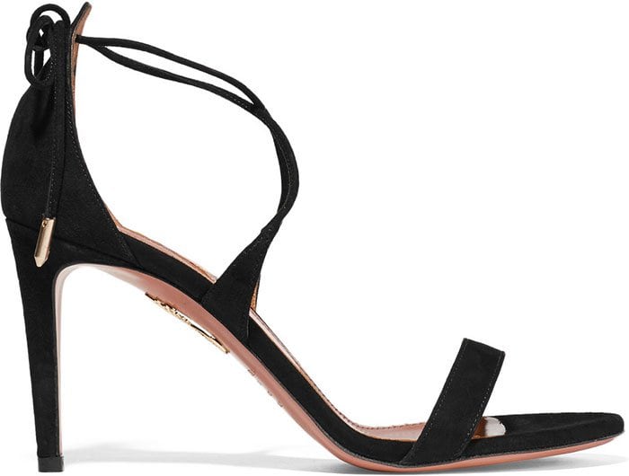 Black Suede Strappy Aquazzura "Linda" Sandals