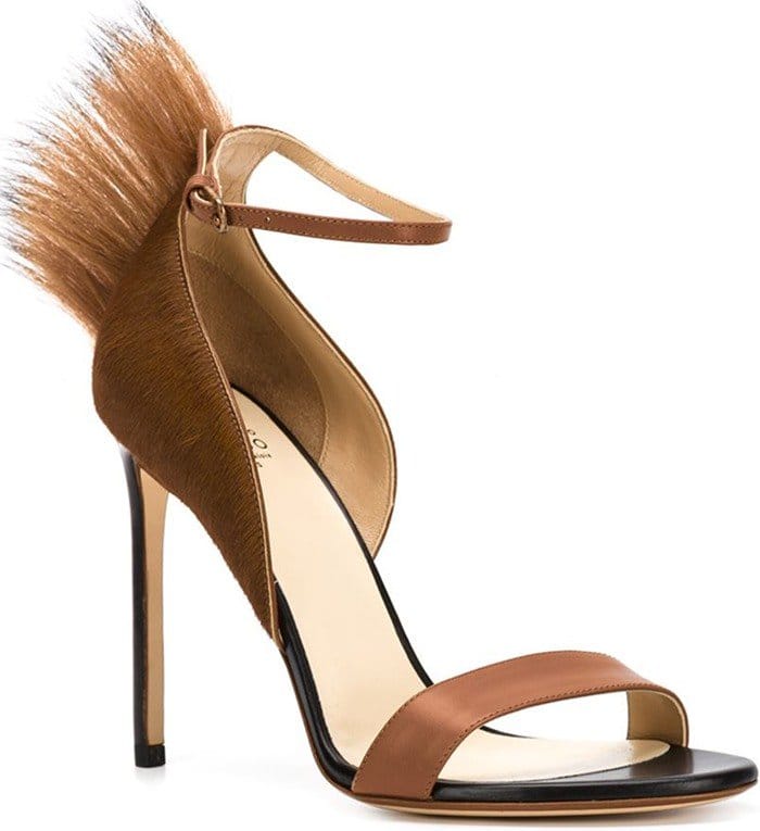 Francesco Russo Brown Pony Fur-Trim Sandals