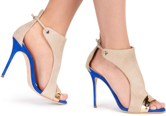 Giuseppe Zanotti Two-Tone Suede Open-Toe Sandal in Cobalt Blue