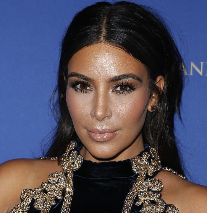 Kim Kardashian's bold makeup couldn't distract from the criticized Balmain dress at Hakkasan Las Vegas