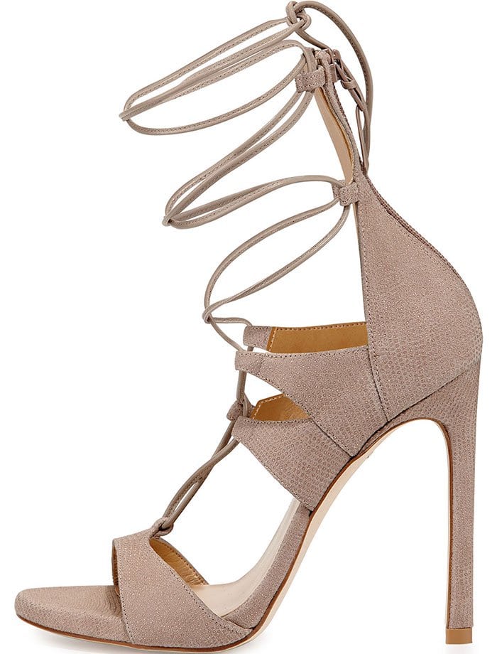 Stuart Weitzman "LegWrap" Lace-Up Sandals Fawn