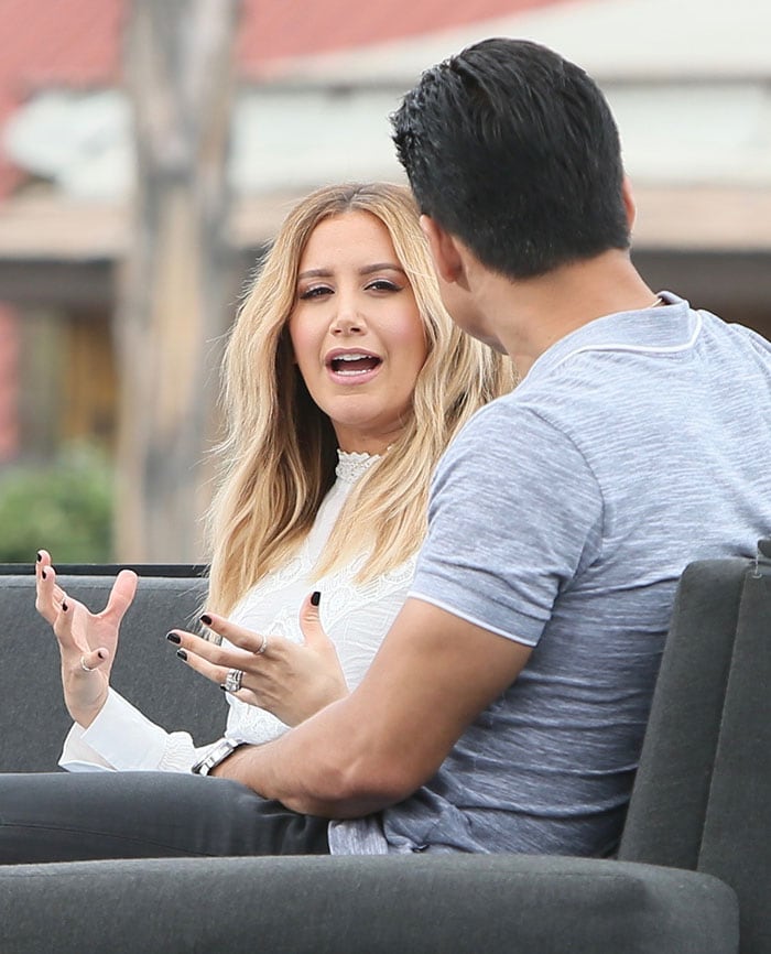 Ashley Tisdale at Universal Studios where she was interviewed by Mario Lopez for the television show "Extra"