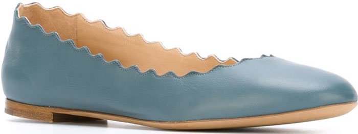 Blue Chloé "Lauren" Scalloped Ballerina Flats