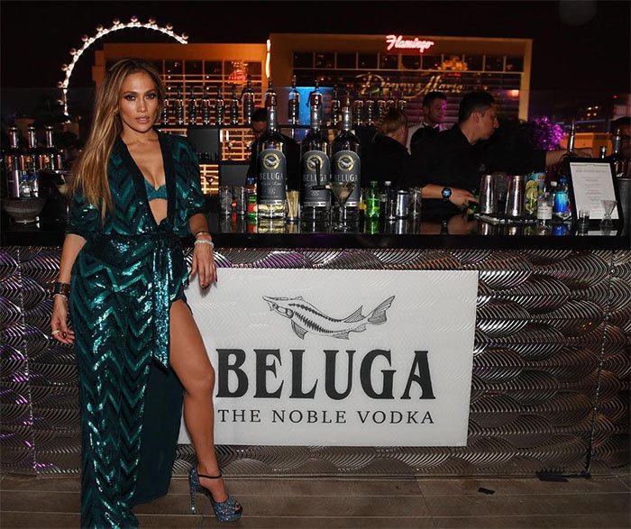 Jennifer Lopez's Instagram post from her 47th birthday celebration sponsored by Beluga The Noble Vodka