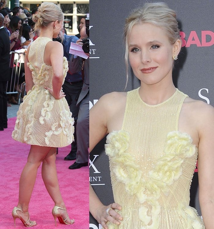 Kristen Bell with a bit of hair hanging near her face