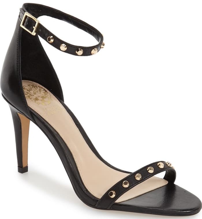 Vince Camuto “Cassandy” Studded Sandals in Black Napa Leather