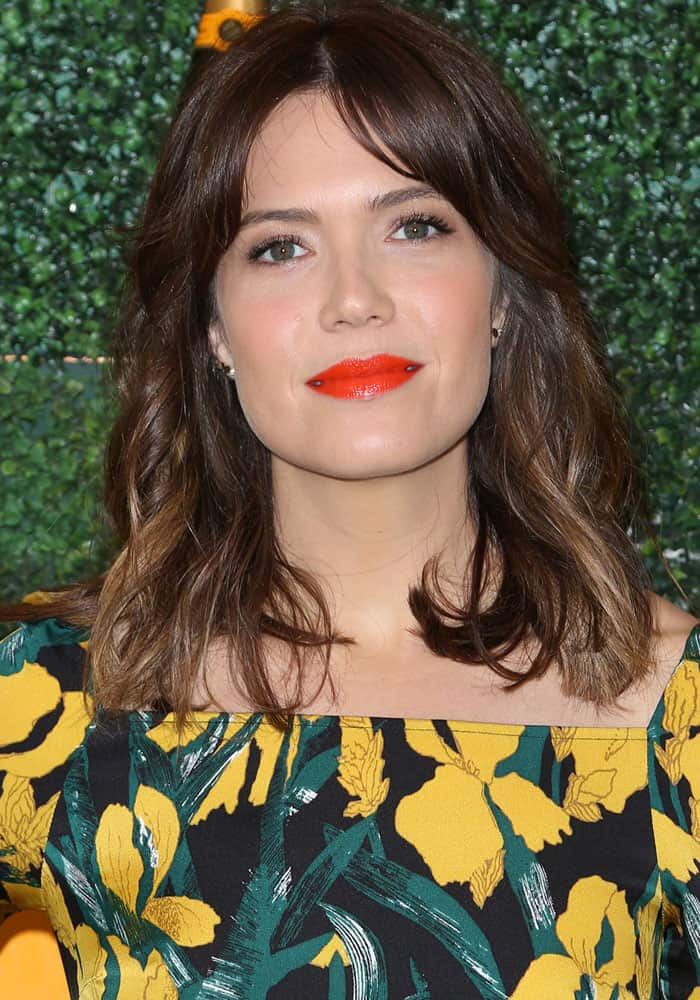 Mandy Moore in Bright Red Paul Andrew 'Manhattan' Pumps