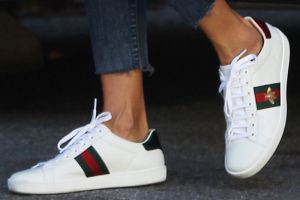 Alessandra Ambrosio in Embroidered Gucci 'Ace' Sneakers