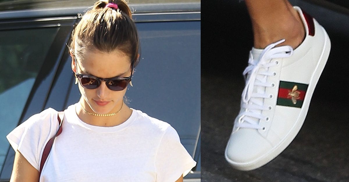 celebrity wearing gucci sneakers