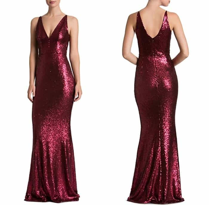 Dress the Population Sequin Gown in Berry