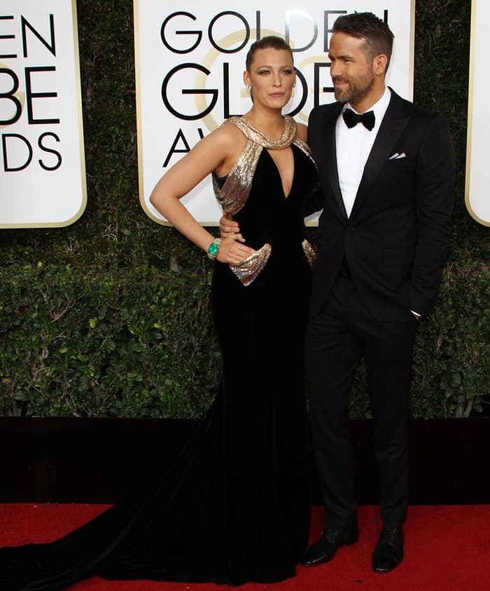 Blake Lively with husband Ryan Reynolds at the 74th Annual Golden Globe Awards