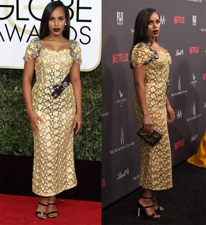 Kerry Washington stands out in a unique and elegant Dolce & Gabbana dress with intricate details