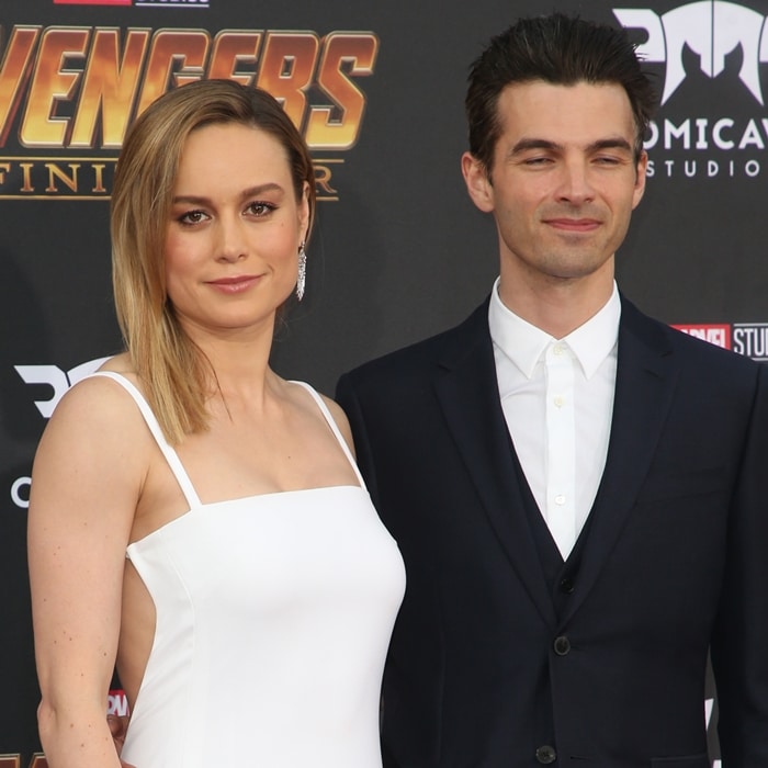 Brie Larson and Alex Greenwald arrive at the premiere of Disney and Marvel's "Avengers: Infinity War"