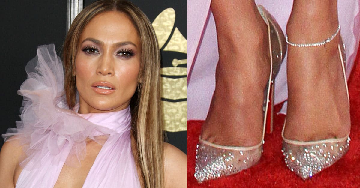 Jennifer Lopez at Grammys in Christian Louboutin 'Follies Strass' Pumps