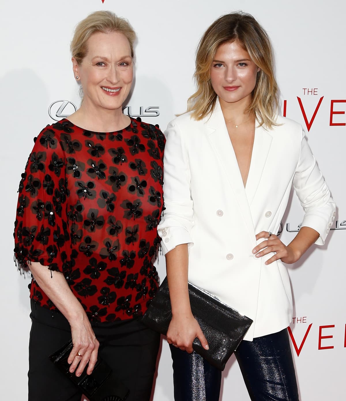 Actress Meryl Streep (L) and Louisa Gummer attend "The Giver" premiere at Ziegfeld Theater on August 11, 2014 in New York City