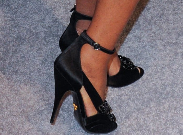 Gabrielle Union wearing black ankle-strap heels at the 10th Essence Black Women in Hollywood Awards