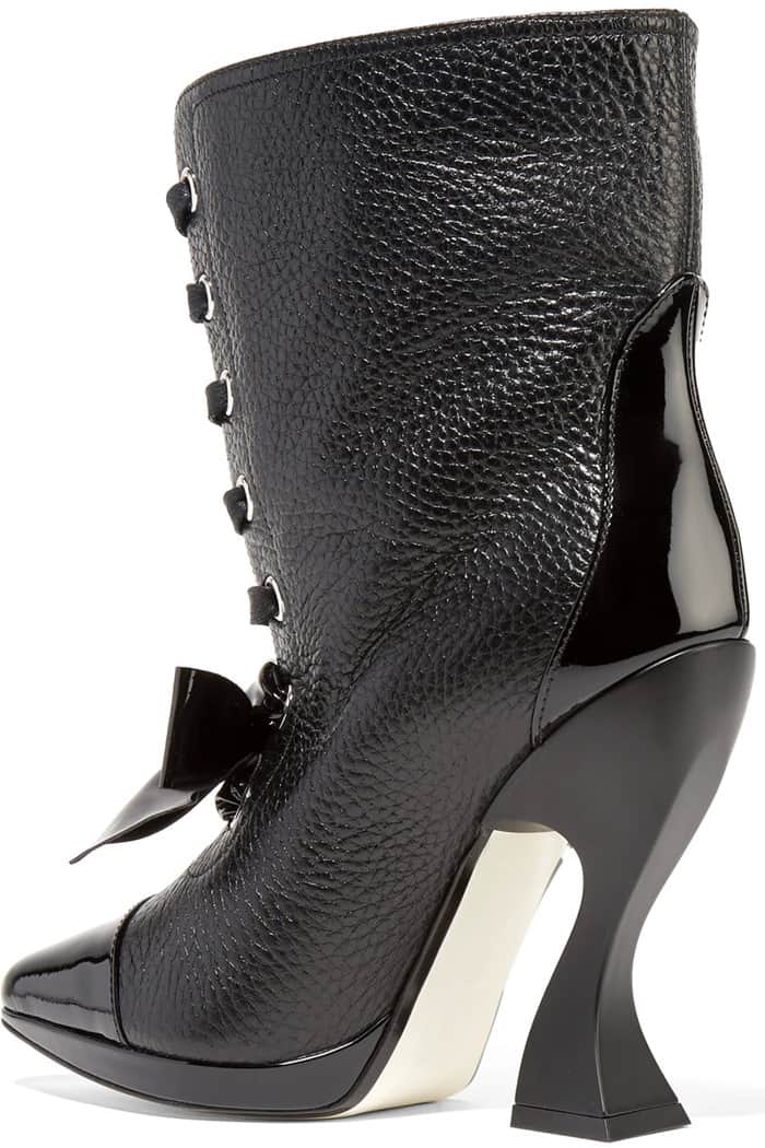 Loewe Patent-Trimmed Textured-Leather Boots