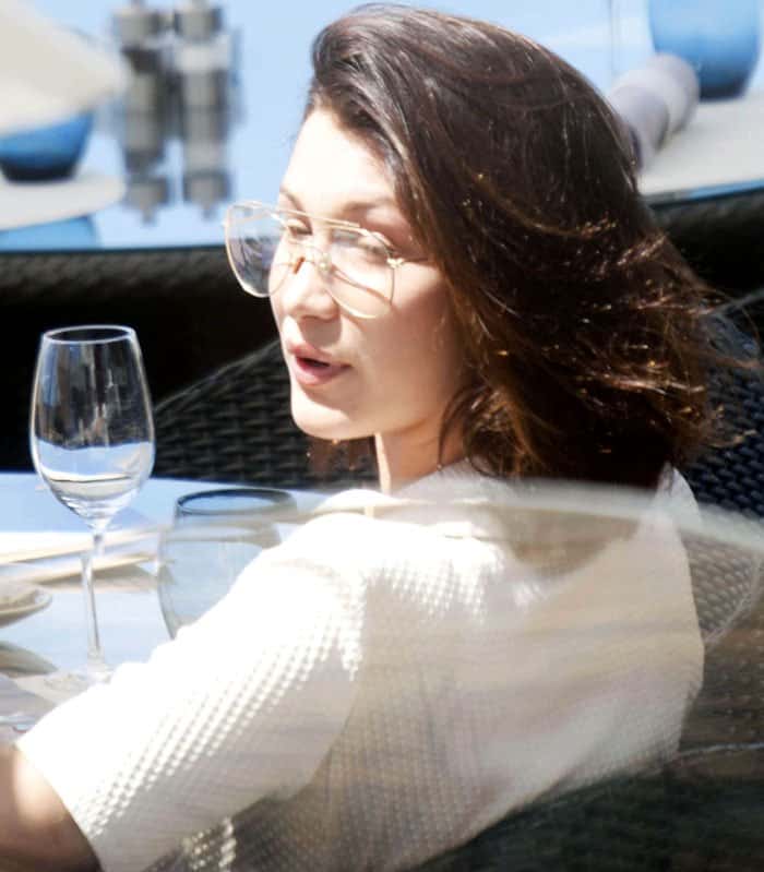 Bella is picture perfect as she enjoyed an al fresco lunch in Cannes