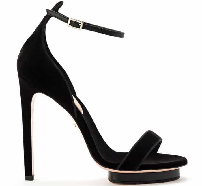 Elisabetta Franchi Open-Toe Sandals in Black Velvet