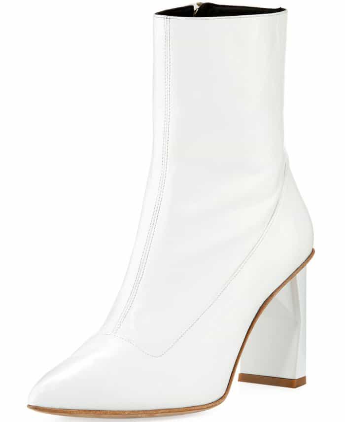 Tibi “Alexis” booties in white leather