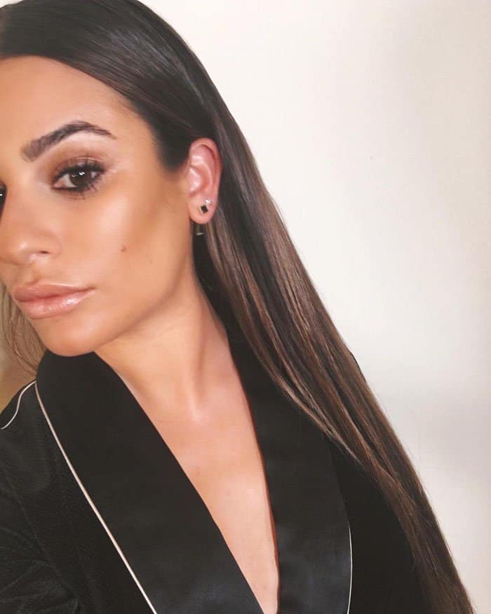 Go for glow: Lea shows off her flawless bronzed makeup