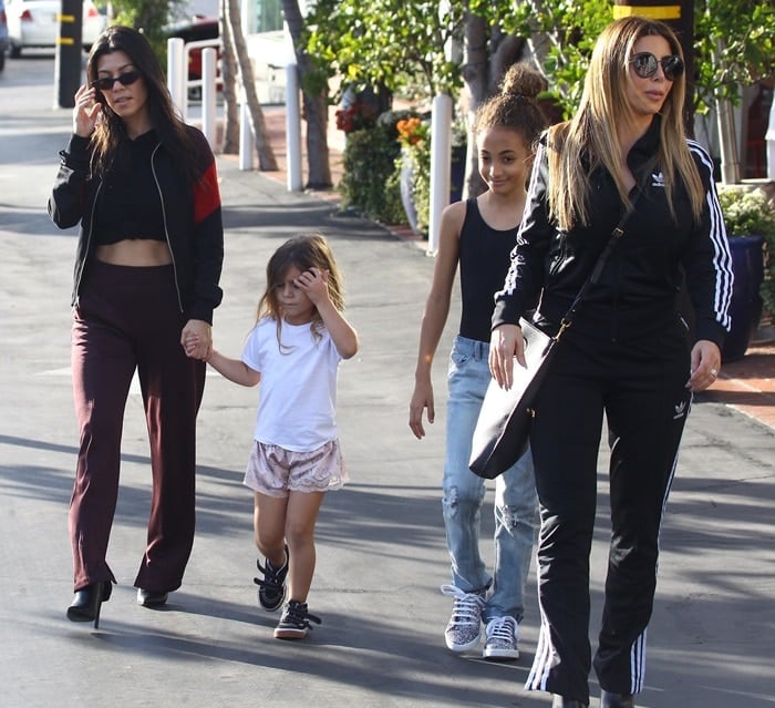 Kourtney Kardashian out for lunch and shopping with her daughter, Penelope, and Larsa Pippen with her daughter, Sophia, in West Hollywood, California, on November 18, 2017